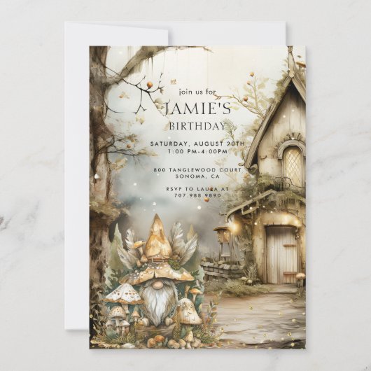 Invitation Forêt enchantée Bois Gnome Anniversaire de l'enfan (Devant)