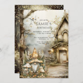 Invitation Forêt enchantée Bois Gnome Anniversaire de l'enfan (Devant / Derrière)