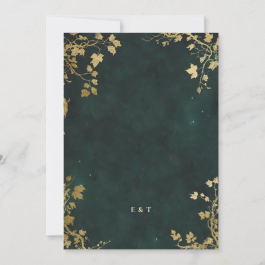 Invitation Forêt enchantée Cadre minimal Or Mariage moderne (Dos)
