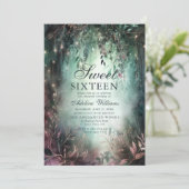 Invitation Forêt enchantée Calligraphie magique Chic Sweet 16 (Debout devant)