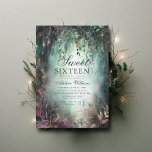 Invitation Forêt enchantée Calligraphie magique Chic Sweet 16<br><div class="desc">Une aquarelle fantaisie illustrant le feuillage luxuriant vert émeraude et mauve et violet, brillant de lumières féeriques et de poussière magique, orne ce printemps automne Sweet 16 invitation avec un thème de forêt enchanté. Une invitation élégante et moderne pour un conte de fées seizième anniversaire qui présente des accents calligraphiques...</div>