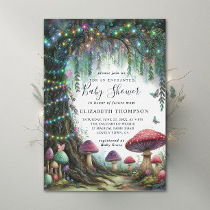 Invitation Forêt Enchantée Champignons Fantaisistes Baby Show