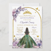 Invitation Forêt enchantée Chasseur pourpre Green Quinceañera (Devant)