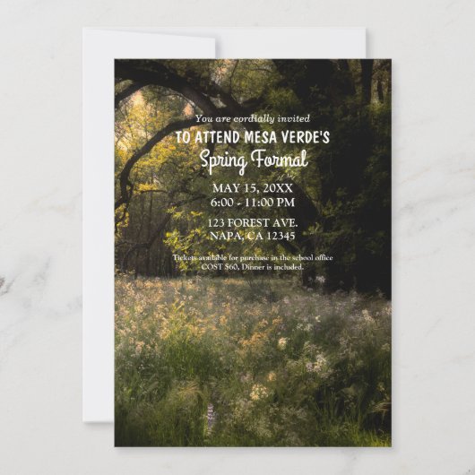 Invitation Forêt Enchantée d'Arbres Fleuris Rustiques de Prin (Devant)