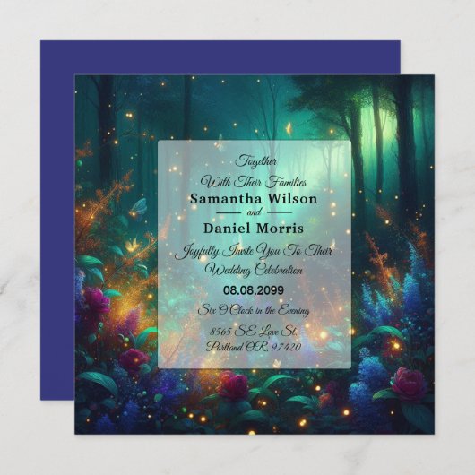 Invitation Forêt enchantée de bijoux radiants Mariage (Devant / Derrière)