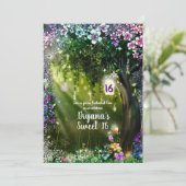 Invitation Forêt enchantée de bois de fantaisie Fleurs Douze (Debout devant)