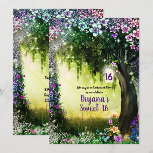 Invitation Forêt Enchantée de Bois Fantastique Douce 16