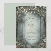 Invitation Forêt Enchantée de Bois Mariage Teinte Brumeuse (Devant / Derrière)