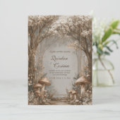 Invitation Forêt Enchantée de Mariage Champignon Bronze Sépia (Debout devant)