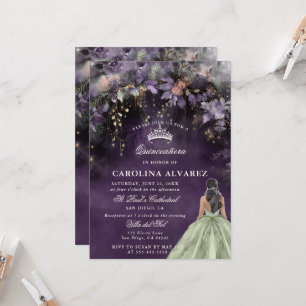 Invitation Forêt Enchantée Deep Lilac Vert Sauge Quinceanera
