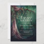 Invitation Forêt enchantée Emerald Mauve Fairytale Sweet 16 (Devant)