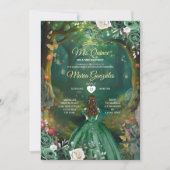 Invitation Forêt enchantée Emerald Quinceañera (Devant)