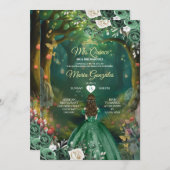 Invitation Forêt enchantée Emerald Quinceañera (Devant / Derrière)