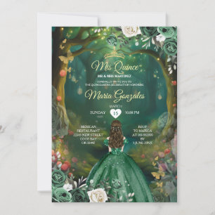 Invitation Forêt enchantée Emerald Quinceañera