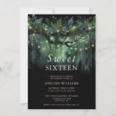 Invitation Forêt enchantée Émeraude Florale Fée Douce 16 (Devant)