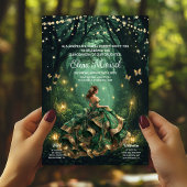 Invitation Forêt Enchantée Émeraude Quinceañera