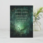 Invitation Forêt enchantée Émeraude verte Mariage élégant (Debout devant)