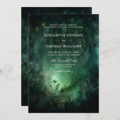 Invitation Forêt enchantée Émeraude verte Mariage élégant (Devant / Derrière)