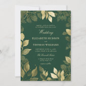 Invitation Forêt enchantée Faux Gold Foliage Élégant mariage (Devant)
