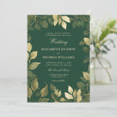 Invitation Forêt enchantée Faux Gold Foliage Élégant mariage (Debout devant)