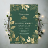Invitation Forêt enchantée Faux Gold Foliage Quinceanera