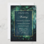 Invitation Forêt Enchantée Faux Gold Frame Mariage élégant (Devant)