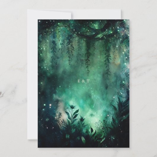 Invitation Forêt Enchantée Faux Gold Frame Mariage élégant (Dos)