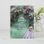 Invitation Forêt enchantée Faux or Lavender Quinceanera (Debout devant)