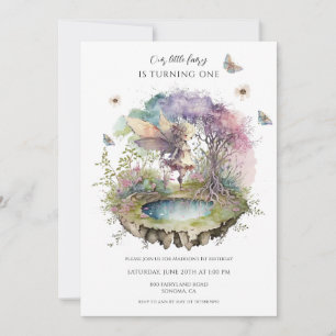 Invitation Forêt enchantée fée magique 1er anniversaire
