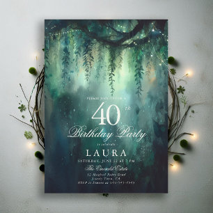 Invitation Forêt Enchantée Fée Verte 40e Anniversaire