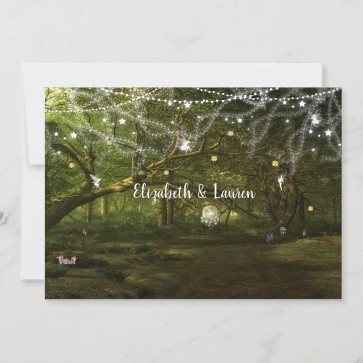 Invitation Forêt enchantée, fées, Mariage à cordes (Devant)