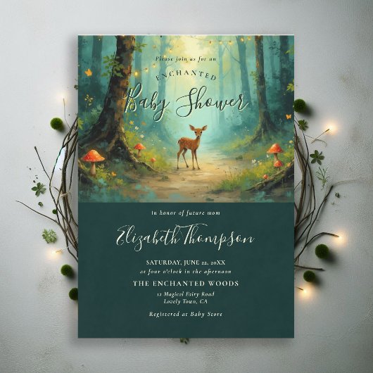 Invitation Forêt Enchantée Fête de Naissance Conte de Fées Ma