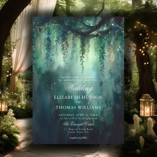Invitation Forêt Enchantée Hangement de verdure Mariage de fé