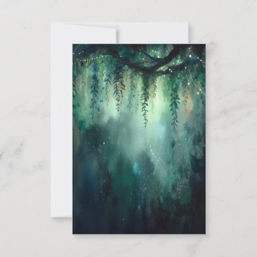 Invitation Forêt enchantée Lumières Fée Magique Mariage RSVP (Dos)