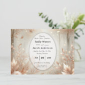Invitation Forêt Enchantée Mariage Rose Bois Doré (Debout devant)