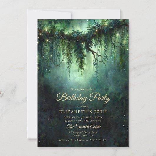 Invitation Forêt enchantée Moody Dark Green Emerald (Devant)