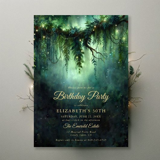 Invitation Forêt enchantée Moody Dark Green Emerald
