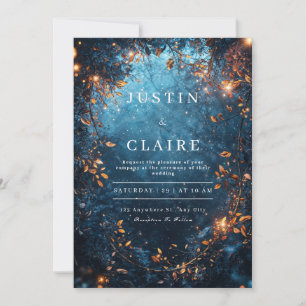 Invitation Forêt Enchantée Nuit Étoilée Mariage Cosmique