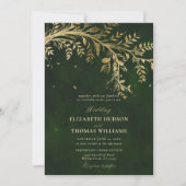 Invitation Forêt Enchantée Or Chasseur Branche Vert Mariage (Devant)