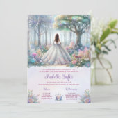 Invitation Forêt Enchantée Pastel Quinceañera (Debout devant)