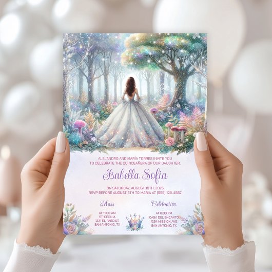 Invitation Forêt Enchantée Pastel Quinceañera