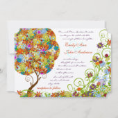 Invitation Forêt Enchantée Patchwork Floral Conte de Fées Arb (Devant)