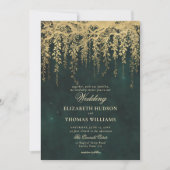 Invitation Forêt enchantée pendage Mariage de verdure or (Devant)