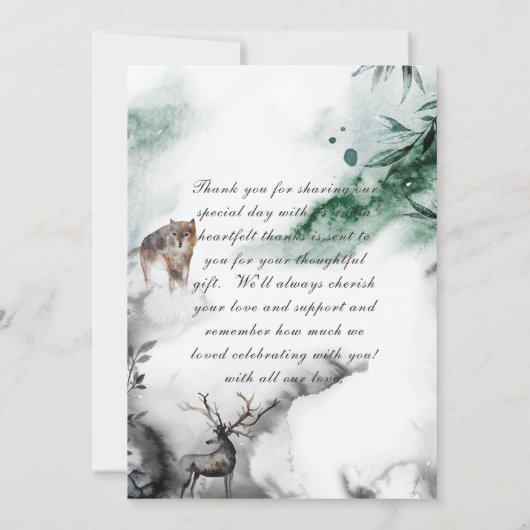Invitation Forêt Enchantée Renard Loup Cerf Mariage Remerciem (Dos)