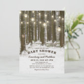 Invitation Forêt Enchantée Rustique d'Hiver Arbre Baby Shower (Debout devant)