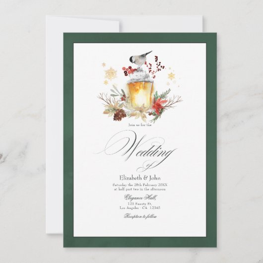 Invitation Forêt enchantée Rustique Noël Mariage (Devant)