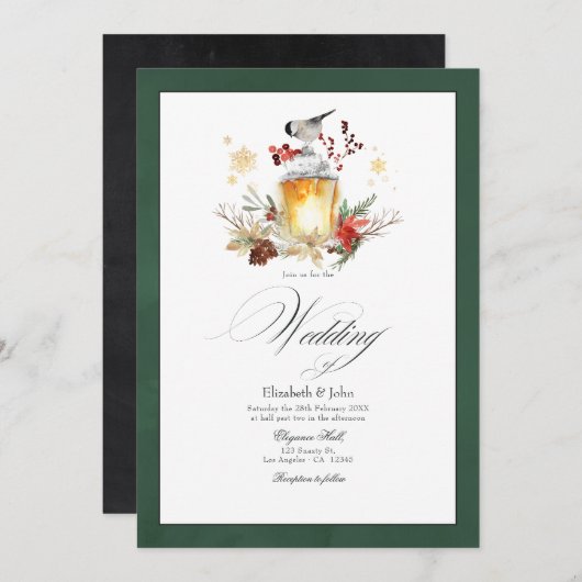Invitation Forêt enchantée Rustique Noël Mariage (Devant / Derrière)