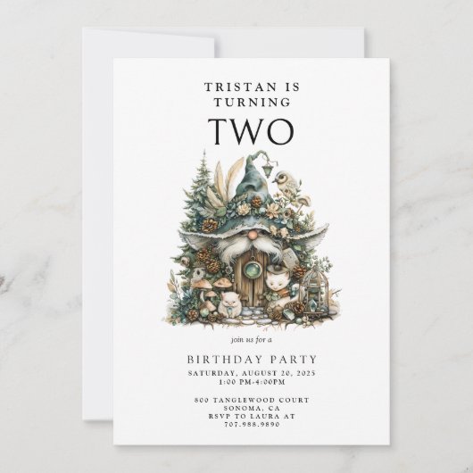 Invitation Forêt Enchantée Tourne deux fête d'anniversaire (Devant)