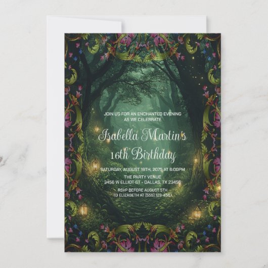 Invitation Forêt Enchantée Toute Occasion Prom Anniversaire (Devant)