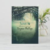 Invitation Forêt enchantée Vert Bleu Lumières Sweet 16 Party (Debout devant)